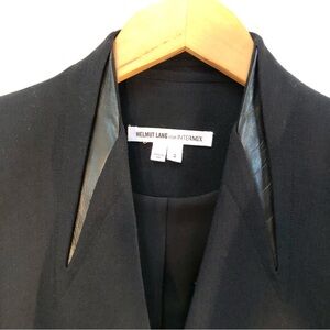 Helmut Lang Designer Black Blazer - Contemporary with Leather Detail